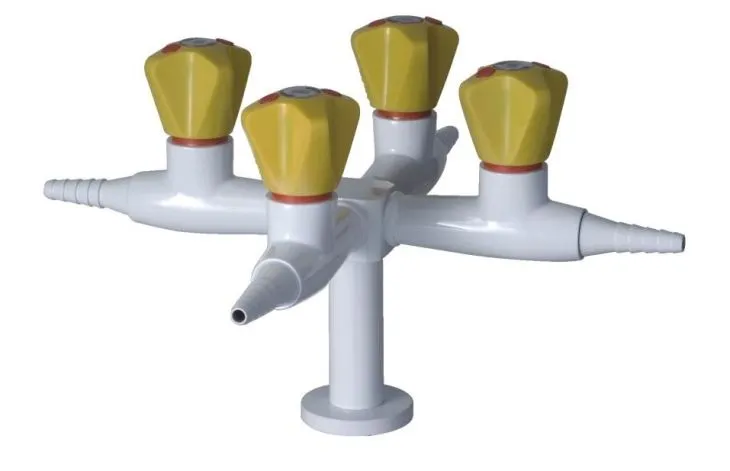 Laboratorijski plinski ventil z dvojnim izhodom